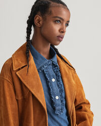 Cappotto in camoscio con cintura