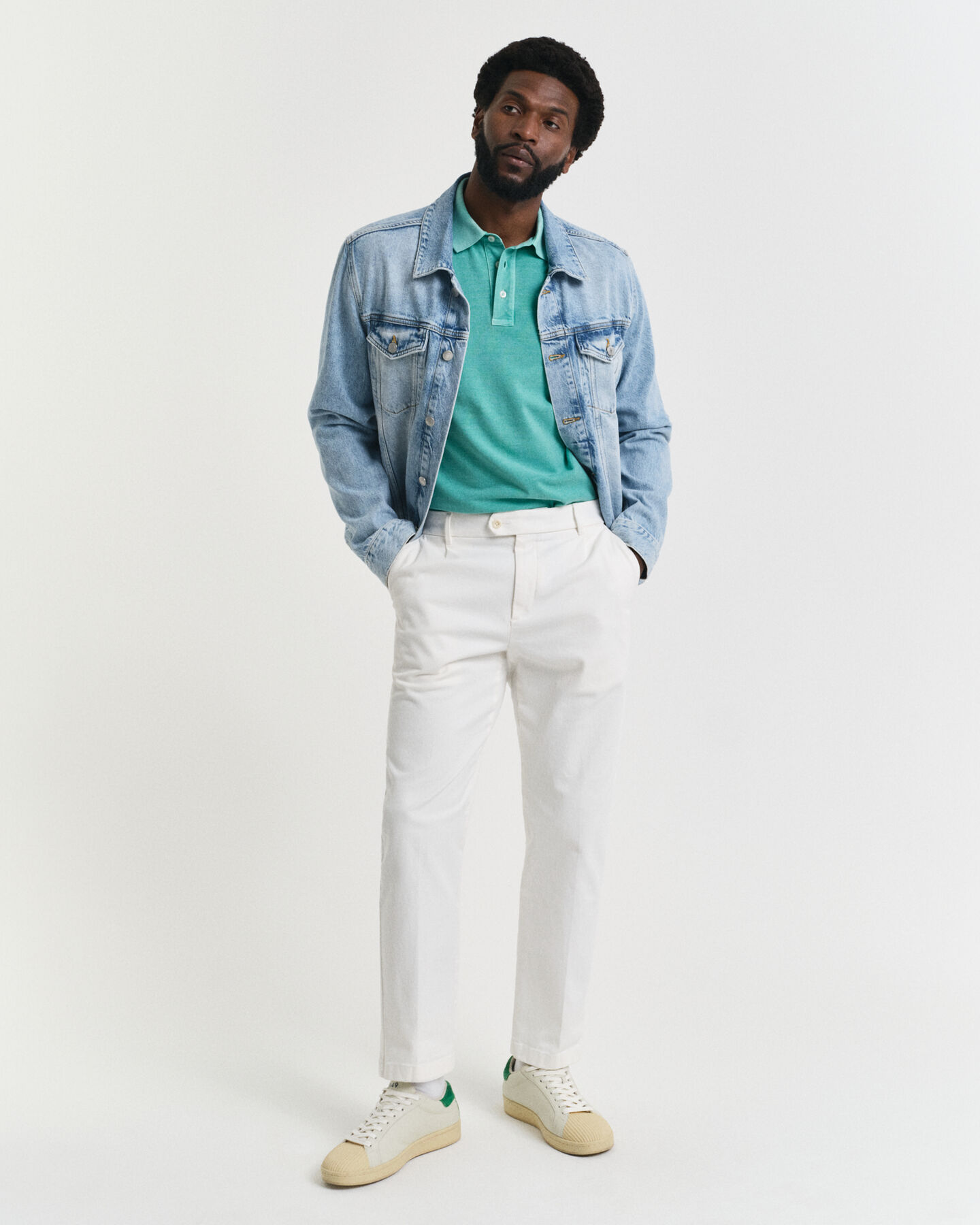 Pantaloni in twill di cotone stretti in fondo slim fit