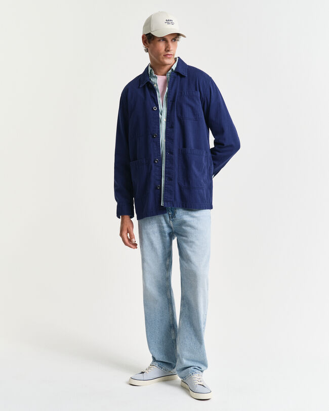 Camicia giacca da lavoro con motivo a spina di pesce regular fit