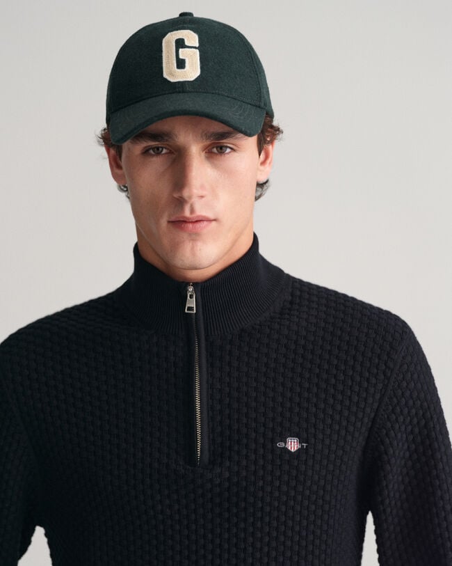 Maglia in cotone testurizzato con zip corta