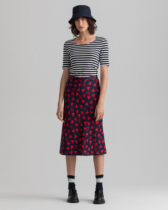 T-shirt a maniche corte a costine e righe