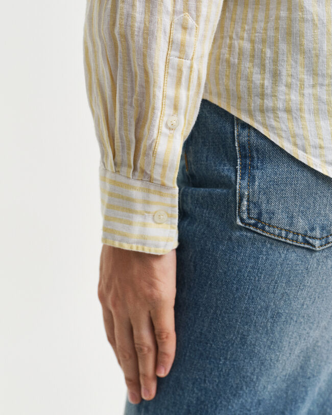 Camicia di lino a righe regular fit
