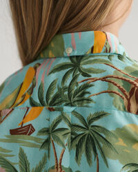 Camicia a maniche corte in cotone Palm Print Kids