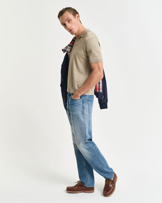 Maglia polo a maniche corte effetto sbiadito