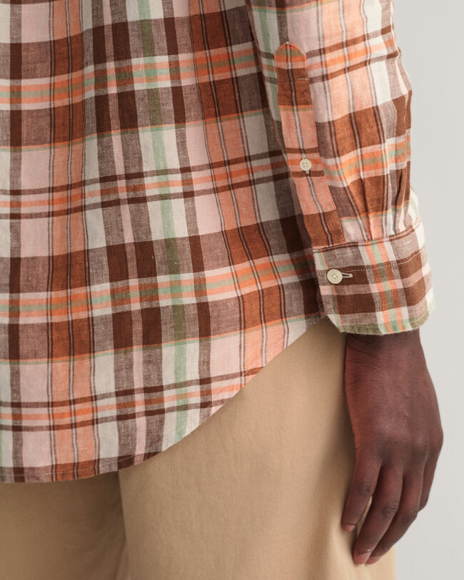 Camicia di lino a quadri madras regular fit