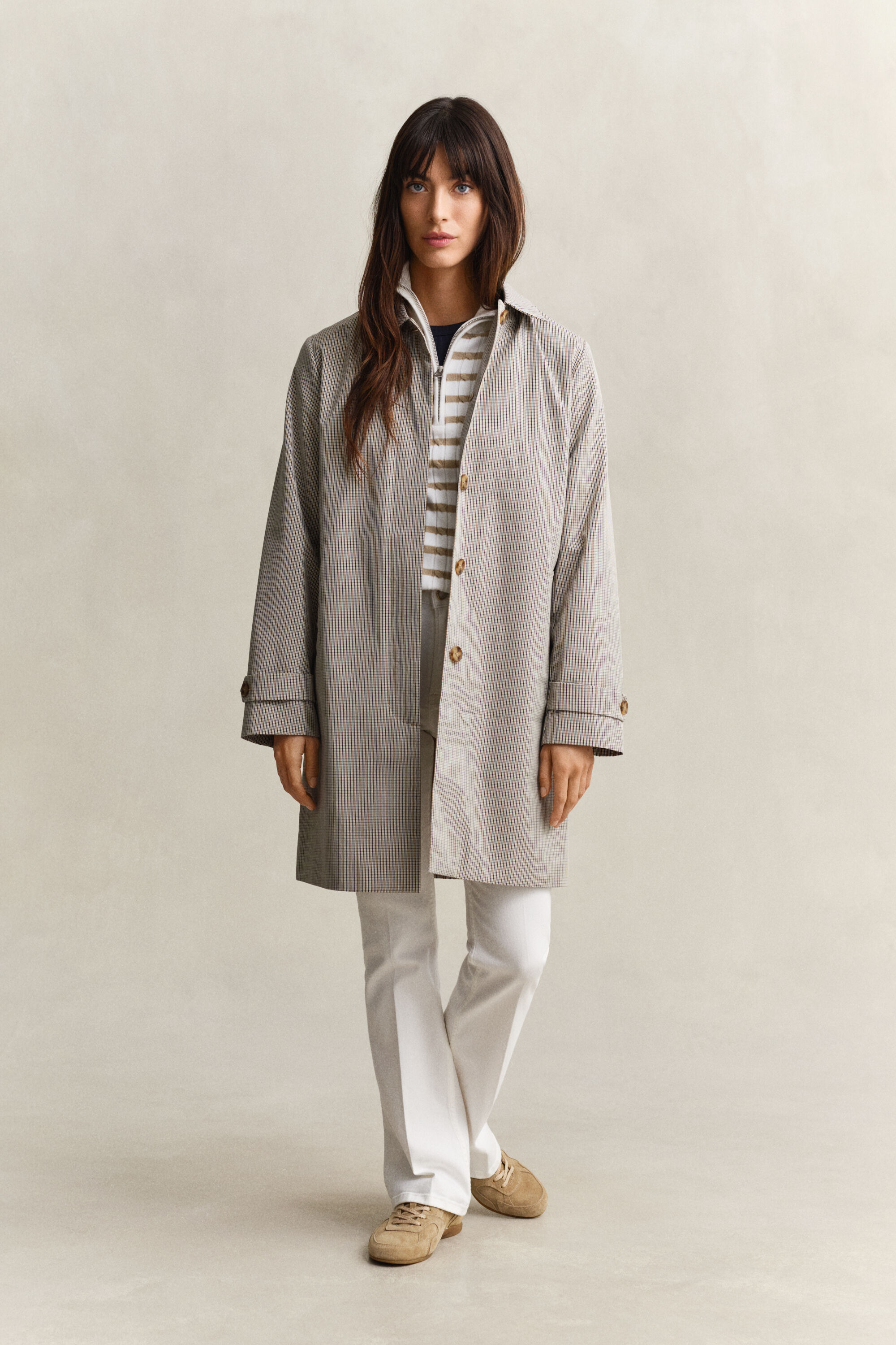 Maglia a righe con trecce e zip corta