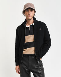 Cardigan con zip in cotone testurizzato