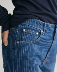 Jeans alla caviglia a righe con gamba dritta