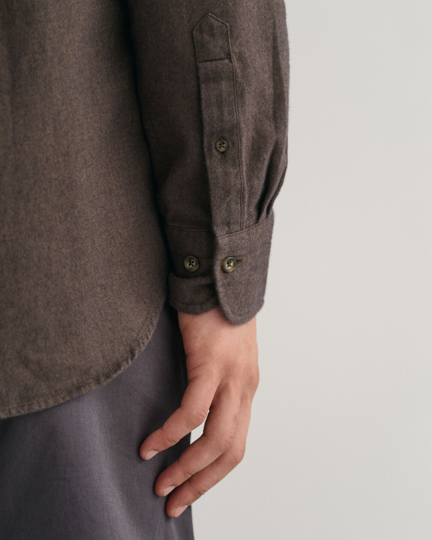 Camicia in flanella con motivo a spina di pesce regular fit