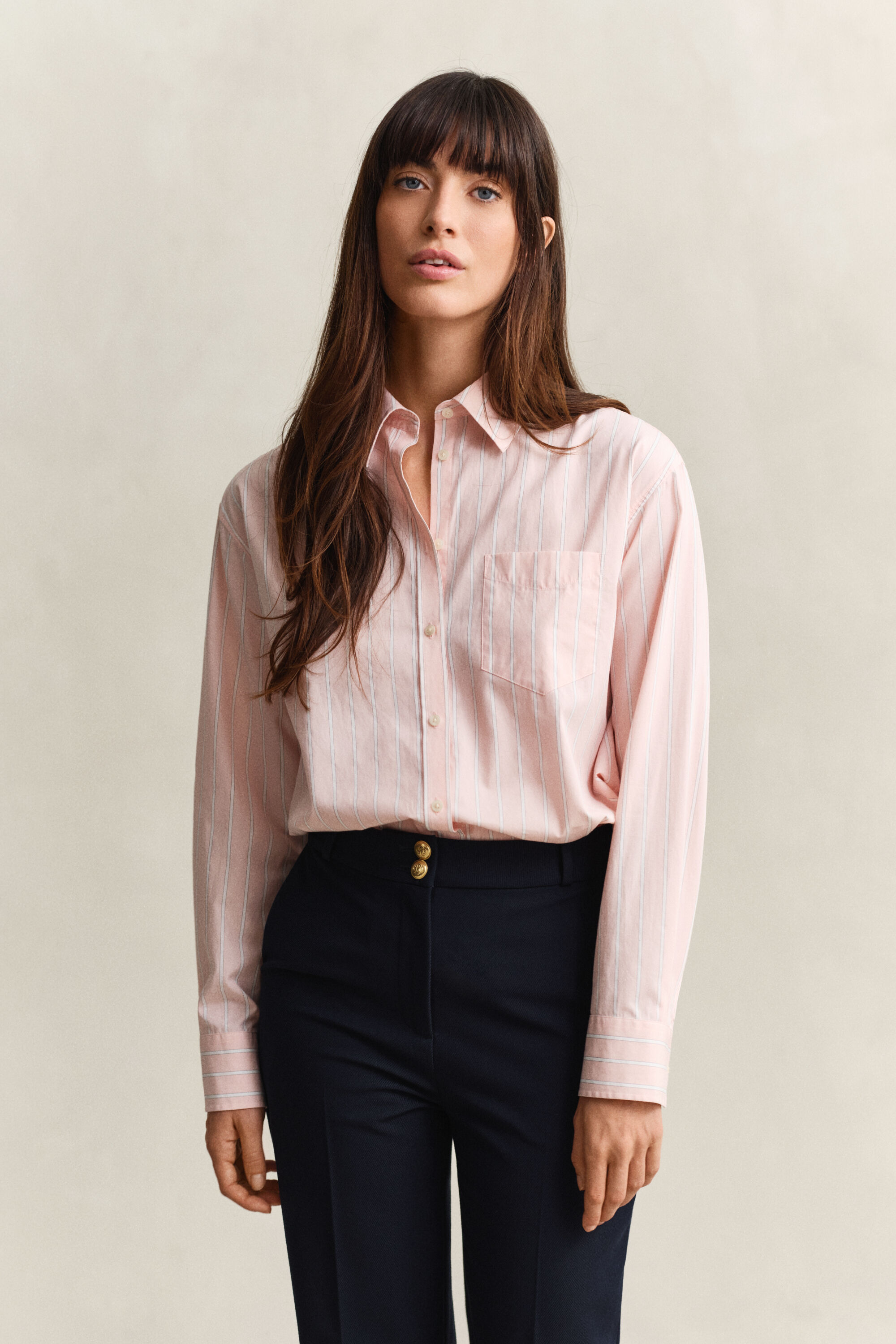 Camicia classica in popeline a righe relaxed fit