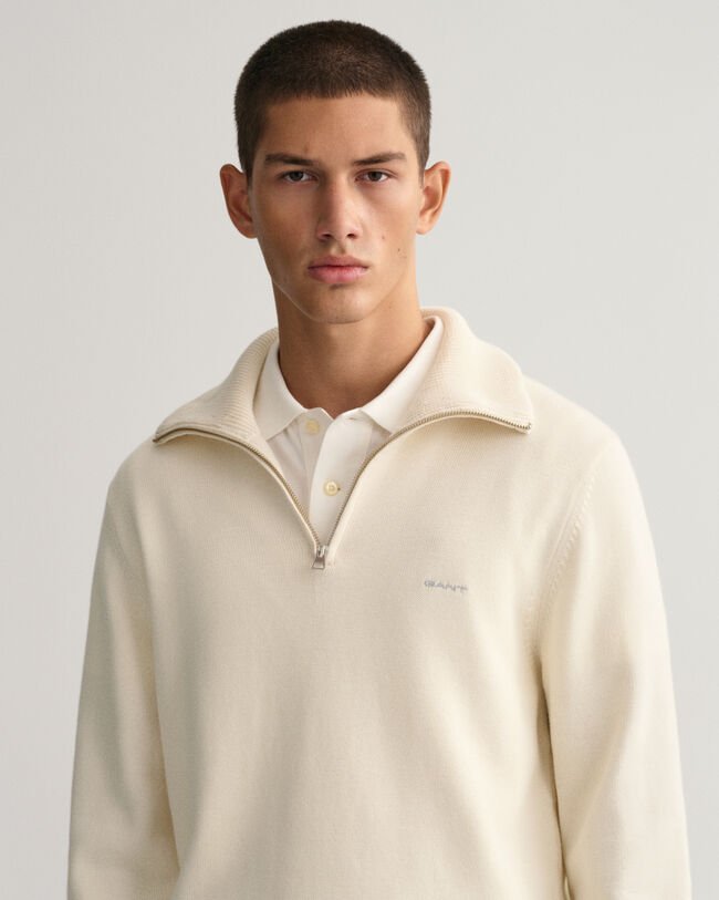 Maglia in cotone Supima con zip corta