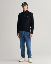 Maglia in cotone testurizzato con zip corta