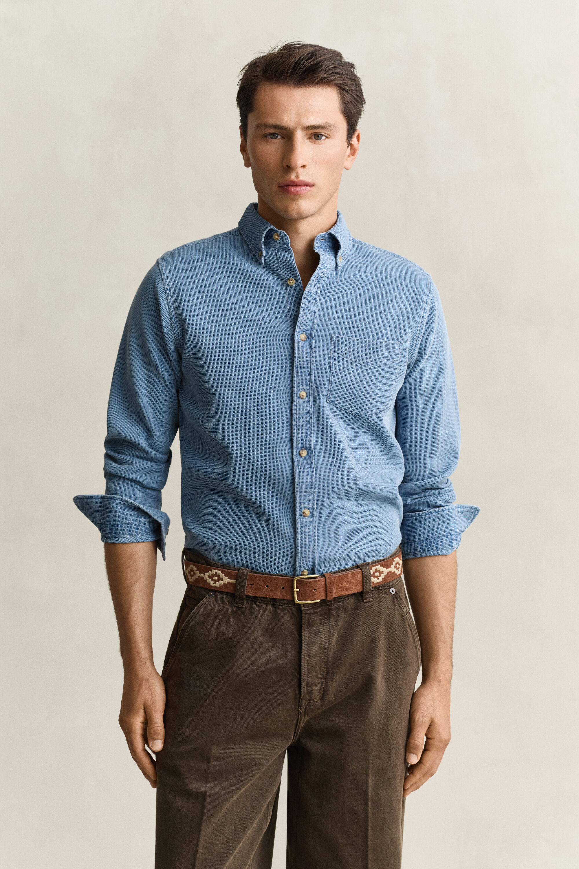 Camicia indaco a nido d’ape
