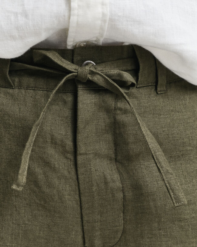 Pantaloncini con coulisse in lino relaxed fit