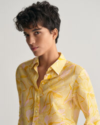 Camicia in misto cotone-seta con stampa Magnolia regular fit