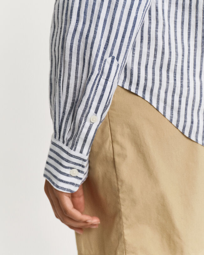 Camicia di lino a righe regular fit