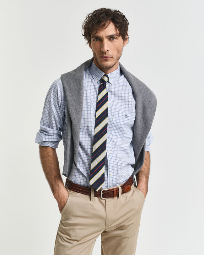 Classica camicia in popeline a quadri regular fit