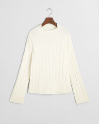 Maglia con colletto dritto in lana a coste ampie