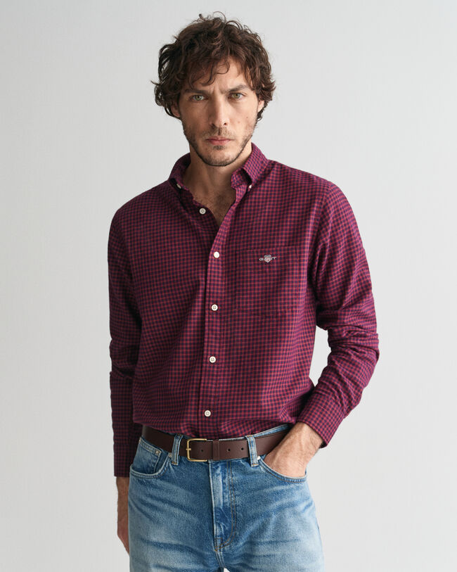 Camicia in flanella a microquadretti regular fit