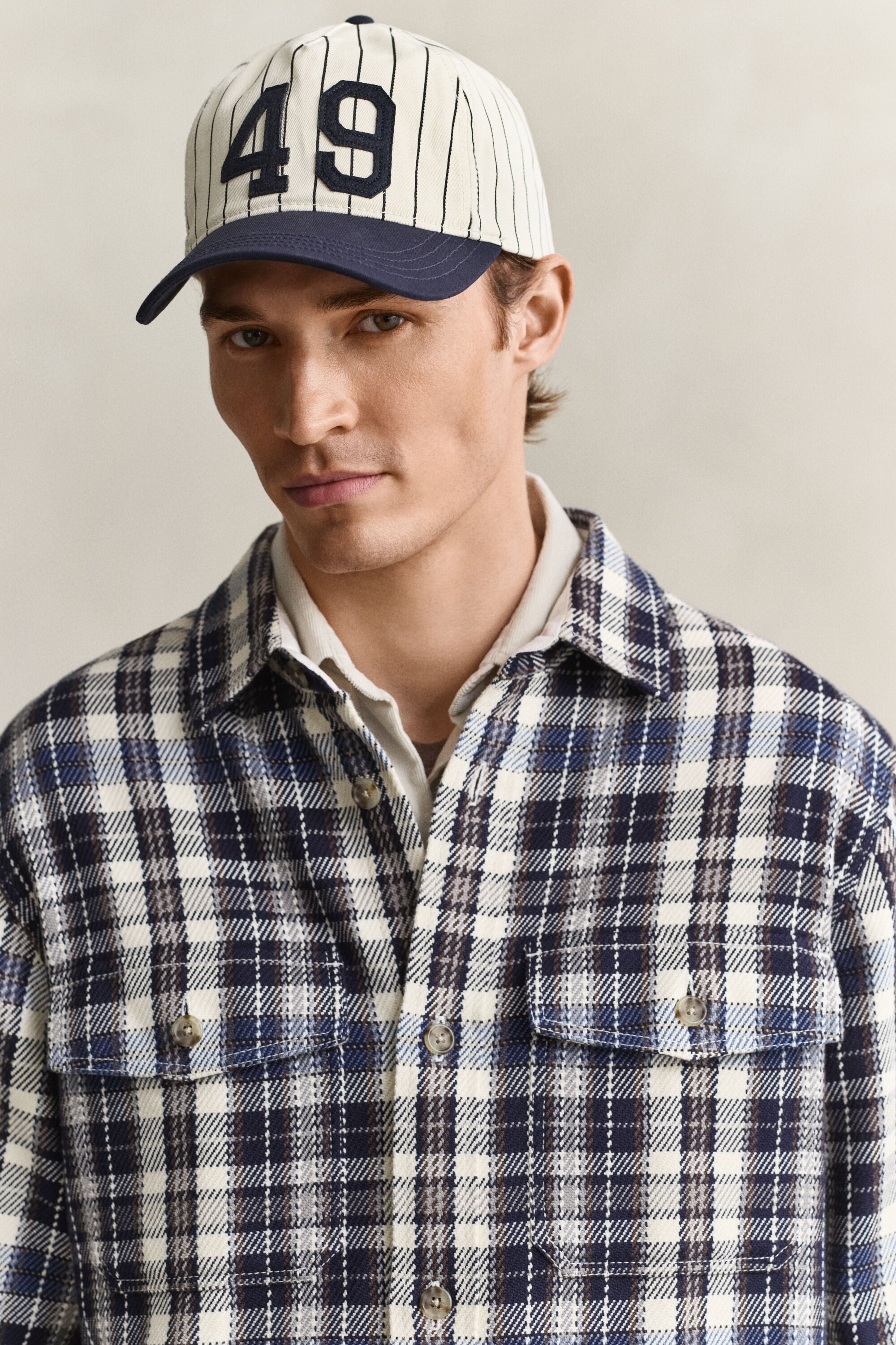 Camicia giacca a quadri in twill