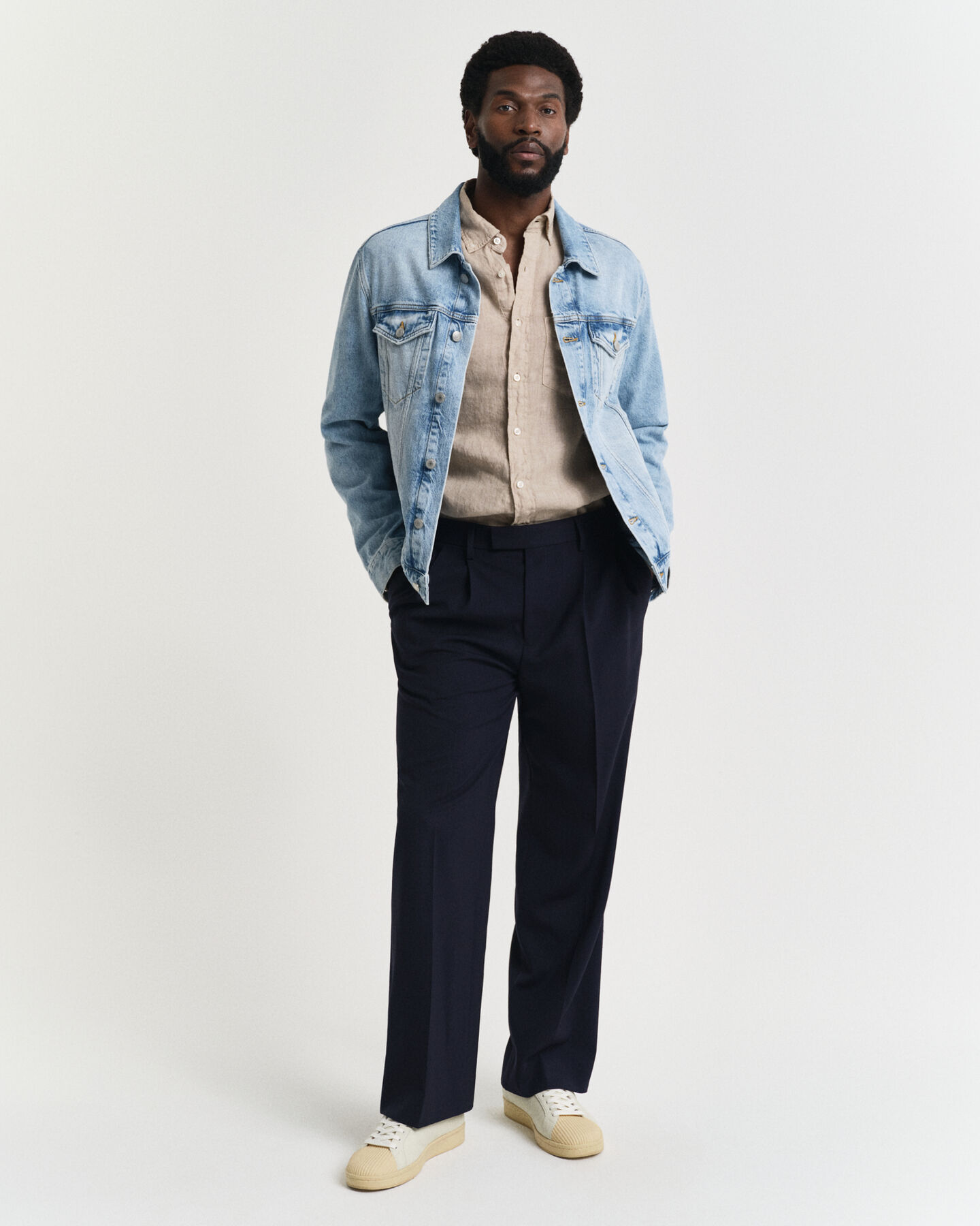 Camicia di lino tinto in capo regular fit