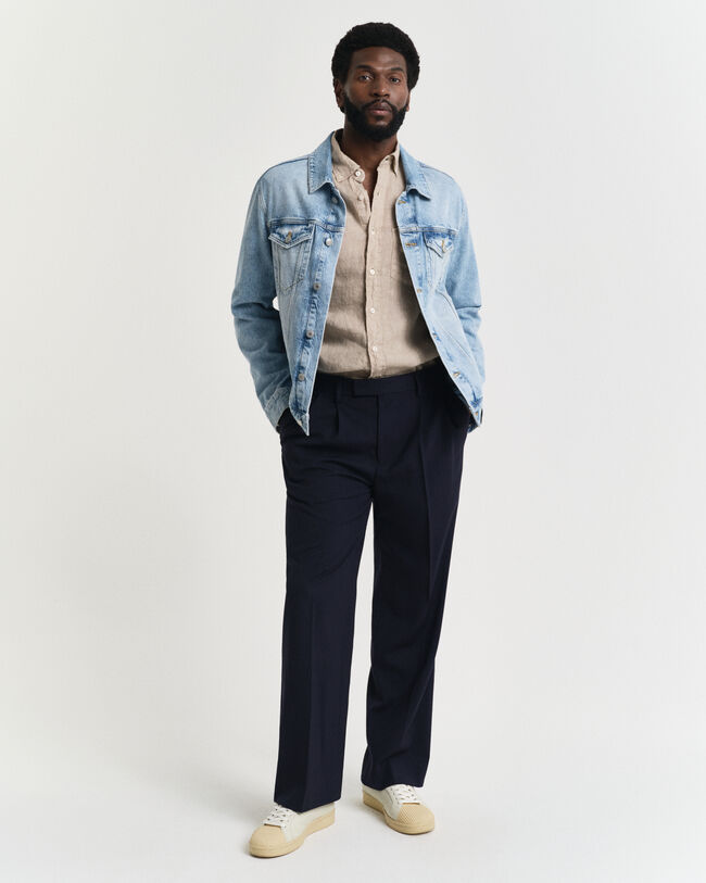 Camicia di lino tinto in capo regular fit