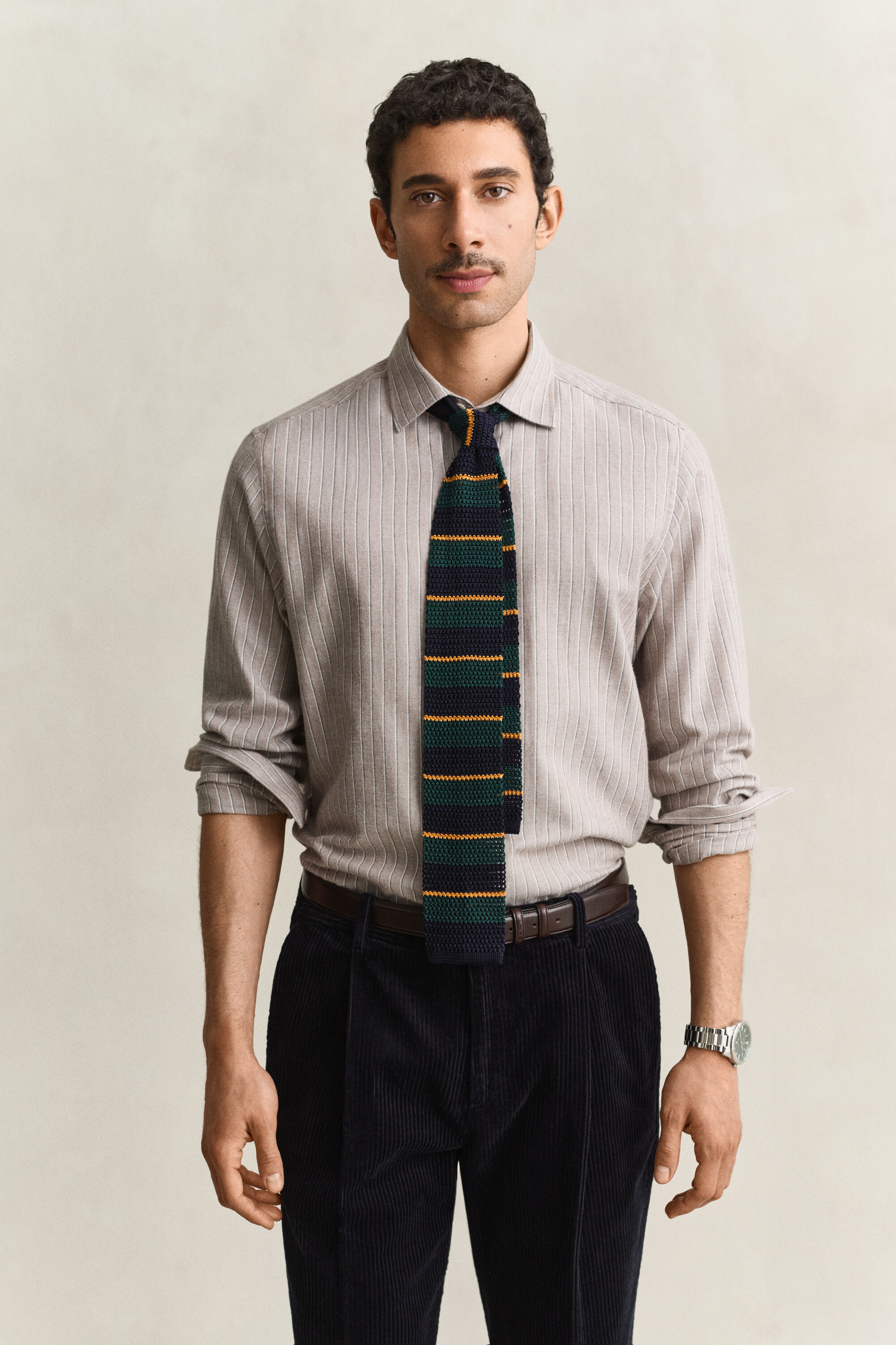Camicia in flanella mélange a righe