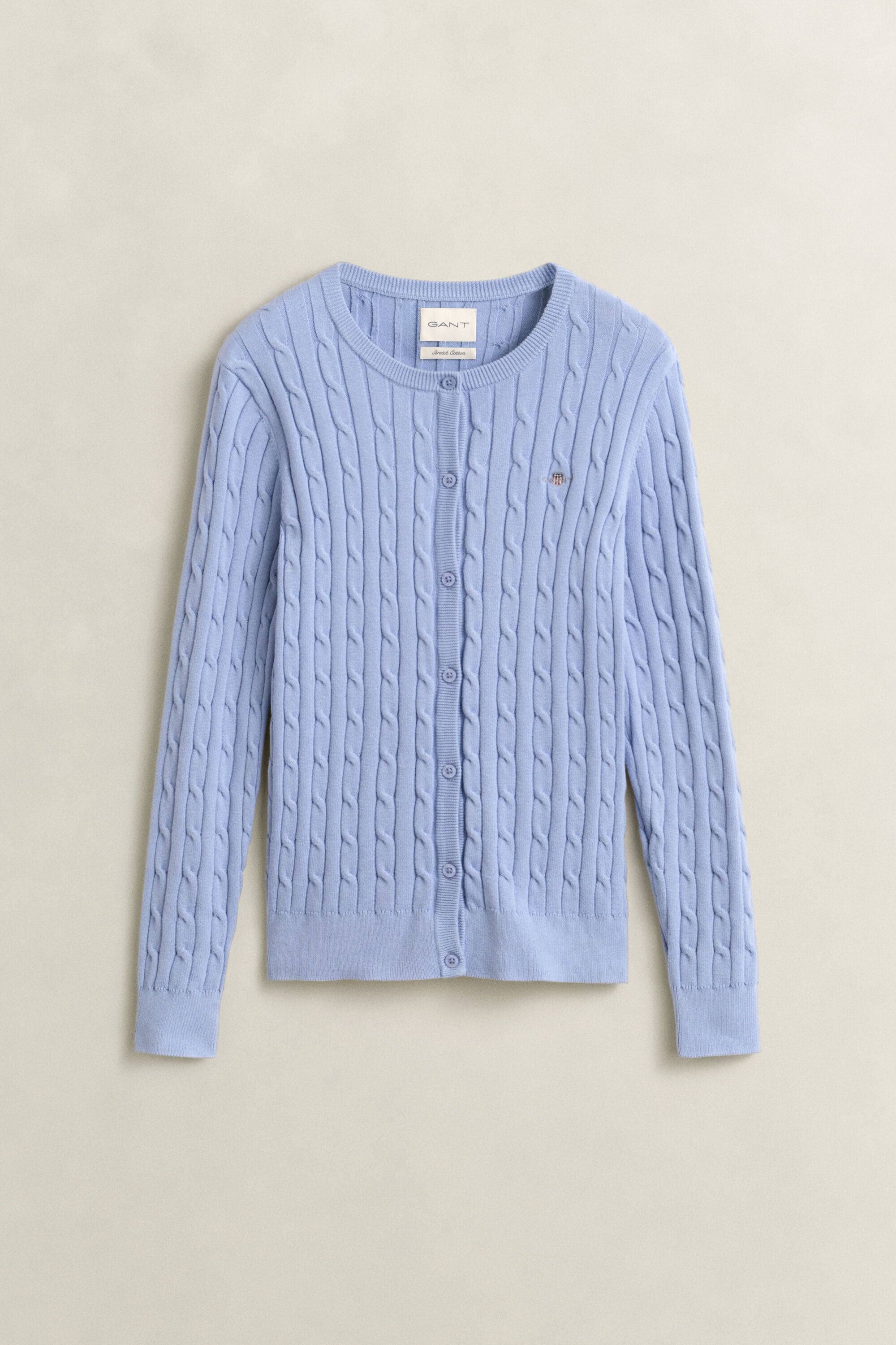 Cardigan in maglia di cotone elasticizzato a trecce