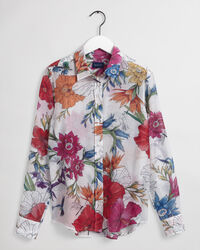 Camicia in misto seta e cotone con stampa Humming Floral