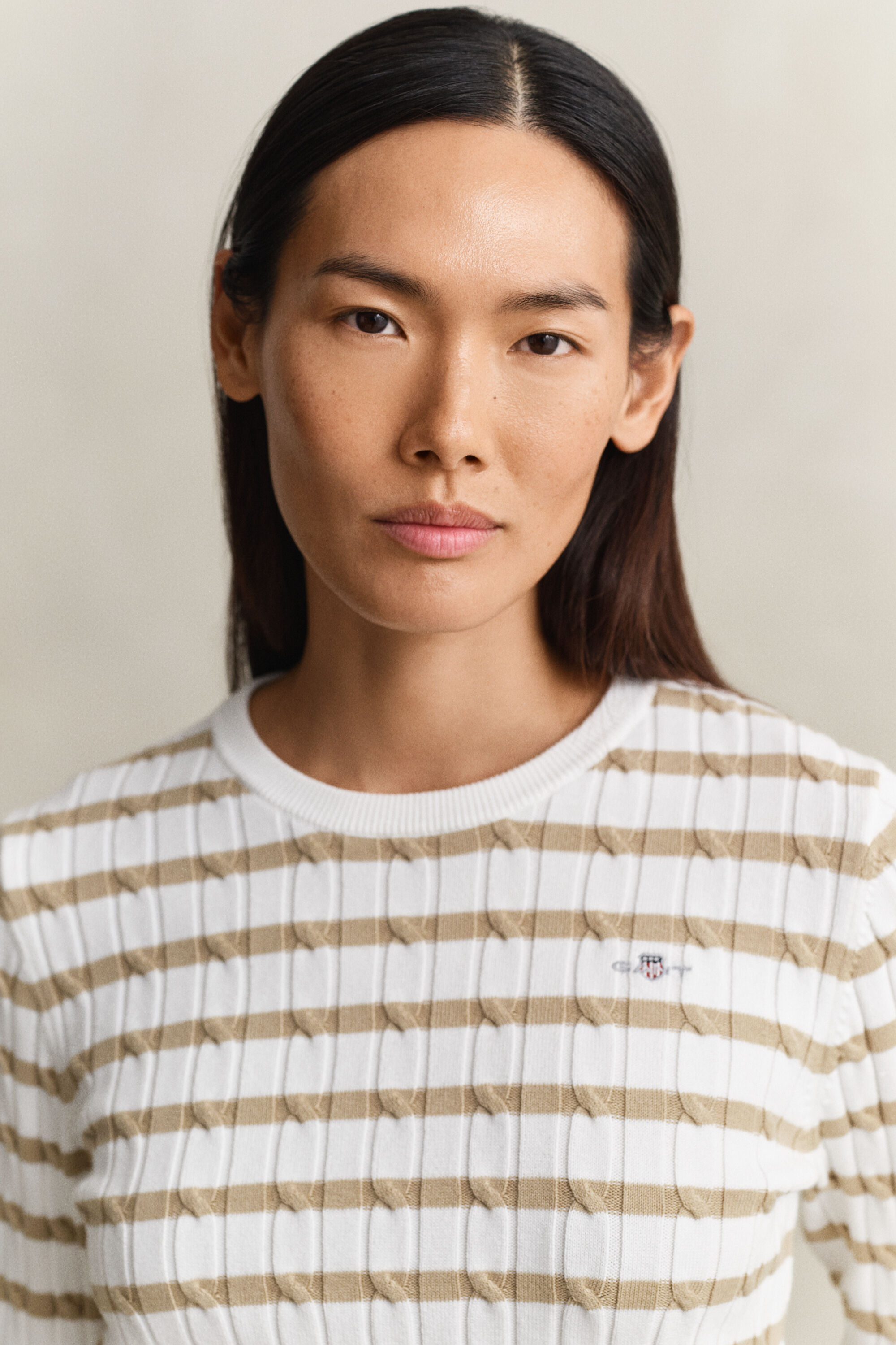 Maglia girocollo in cotone a righe