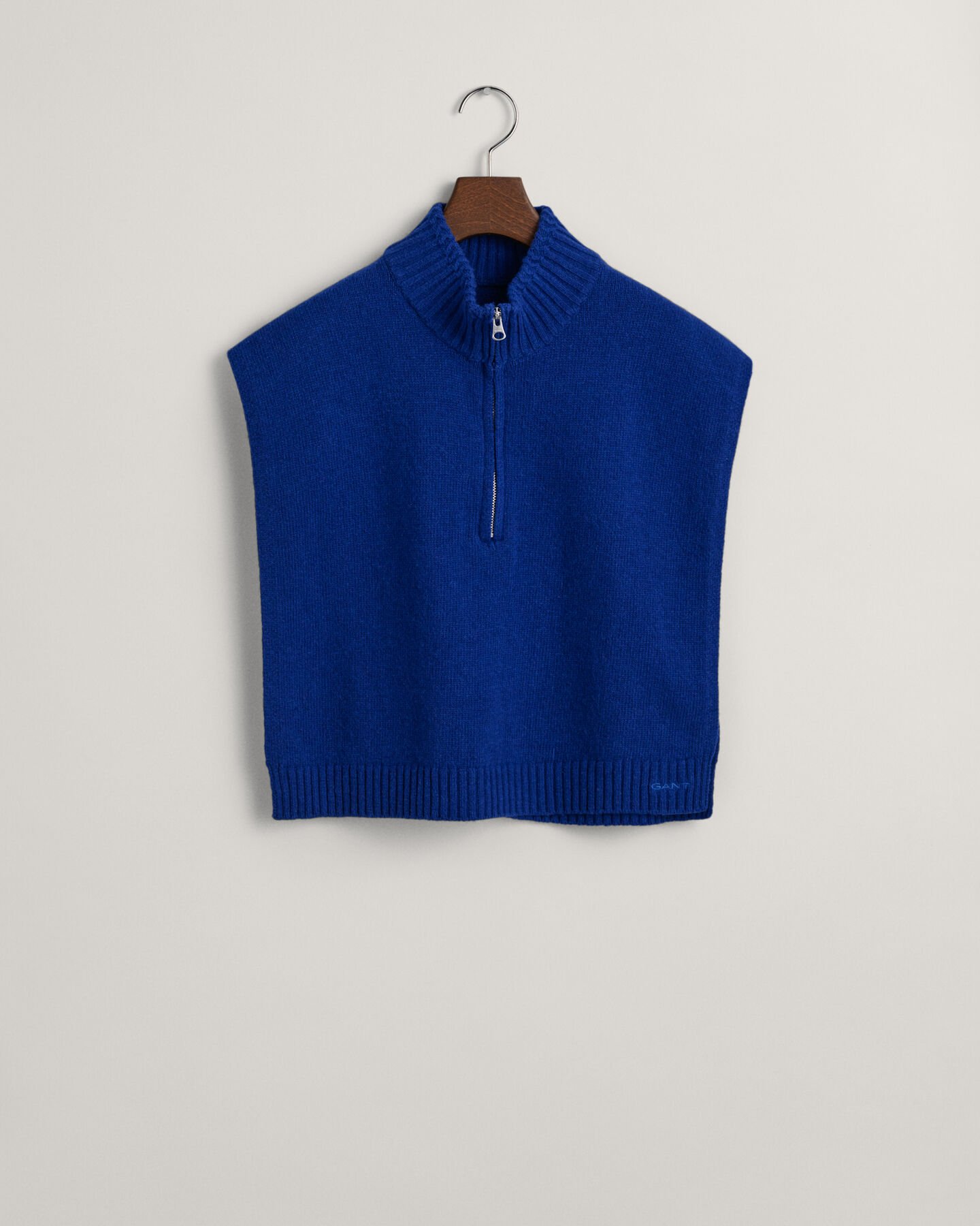 Pettorina con zip in maglia in lana