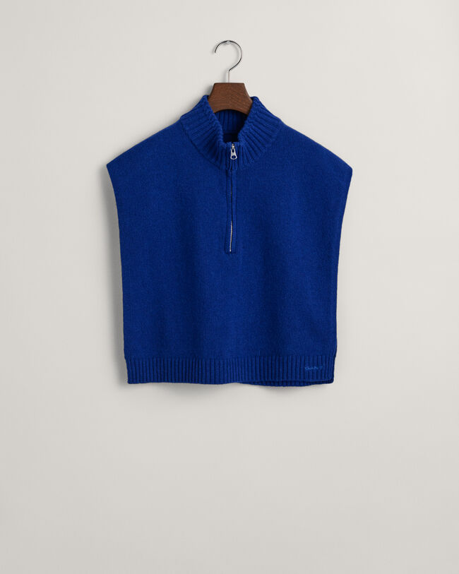 Pettorina con zip in maglia in lana