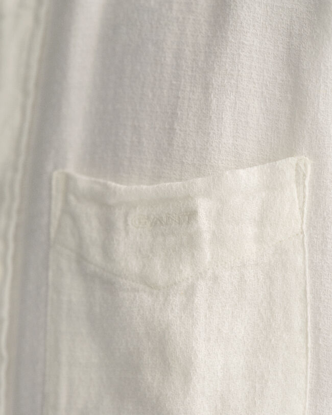 Camicia a maniche corte in misto cotone-lino testurizzato regular fit