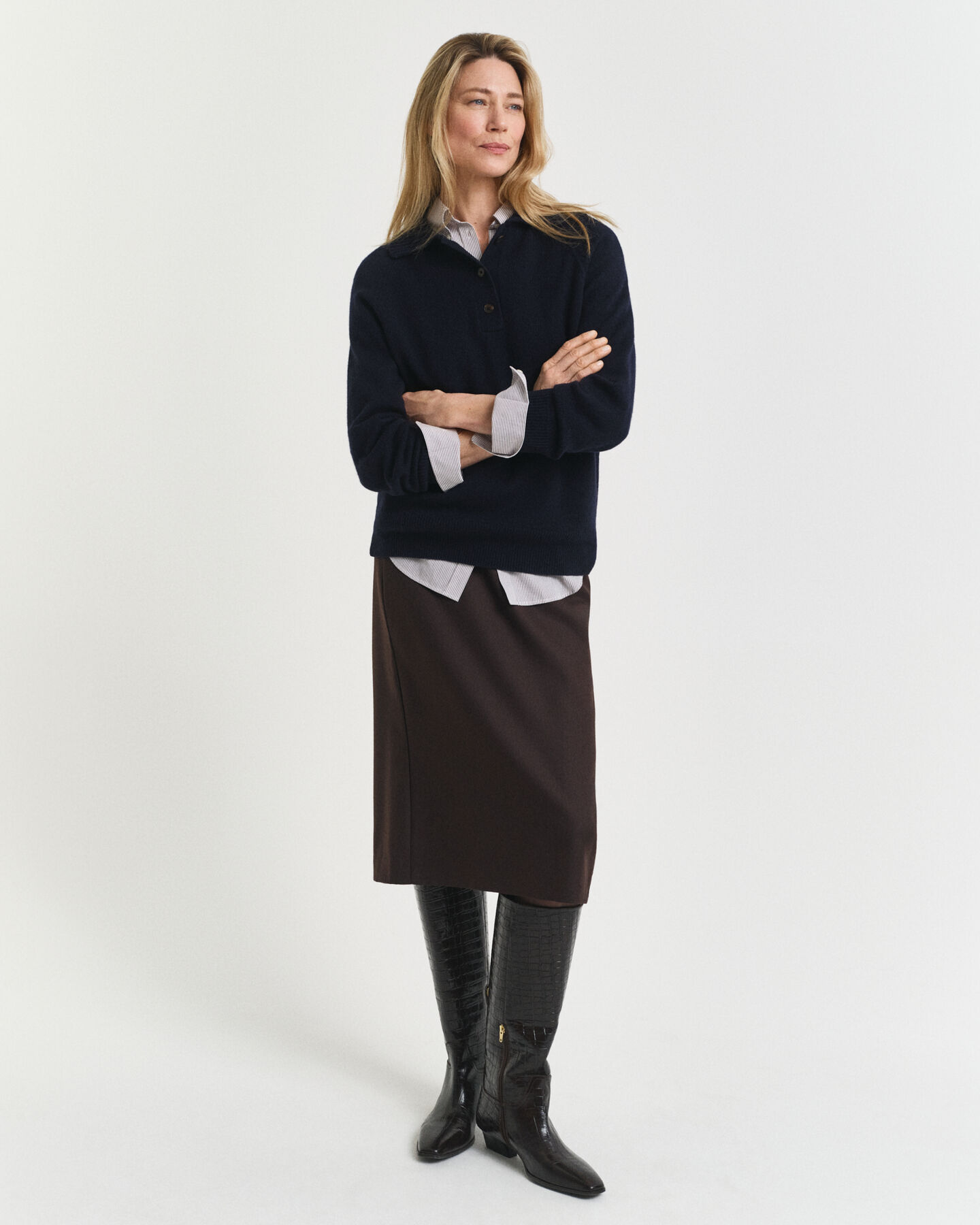 Gonna midi longuette in misto lana