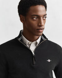 Maglia in cotone classico con zip corta