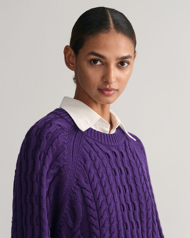 Maglia girocollo oversize a trecce