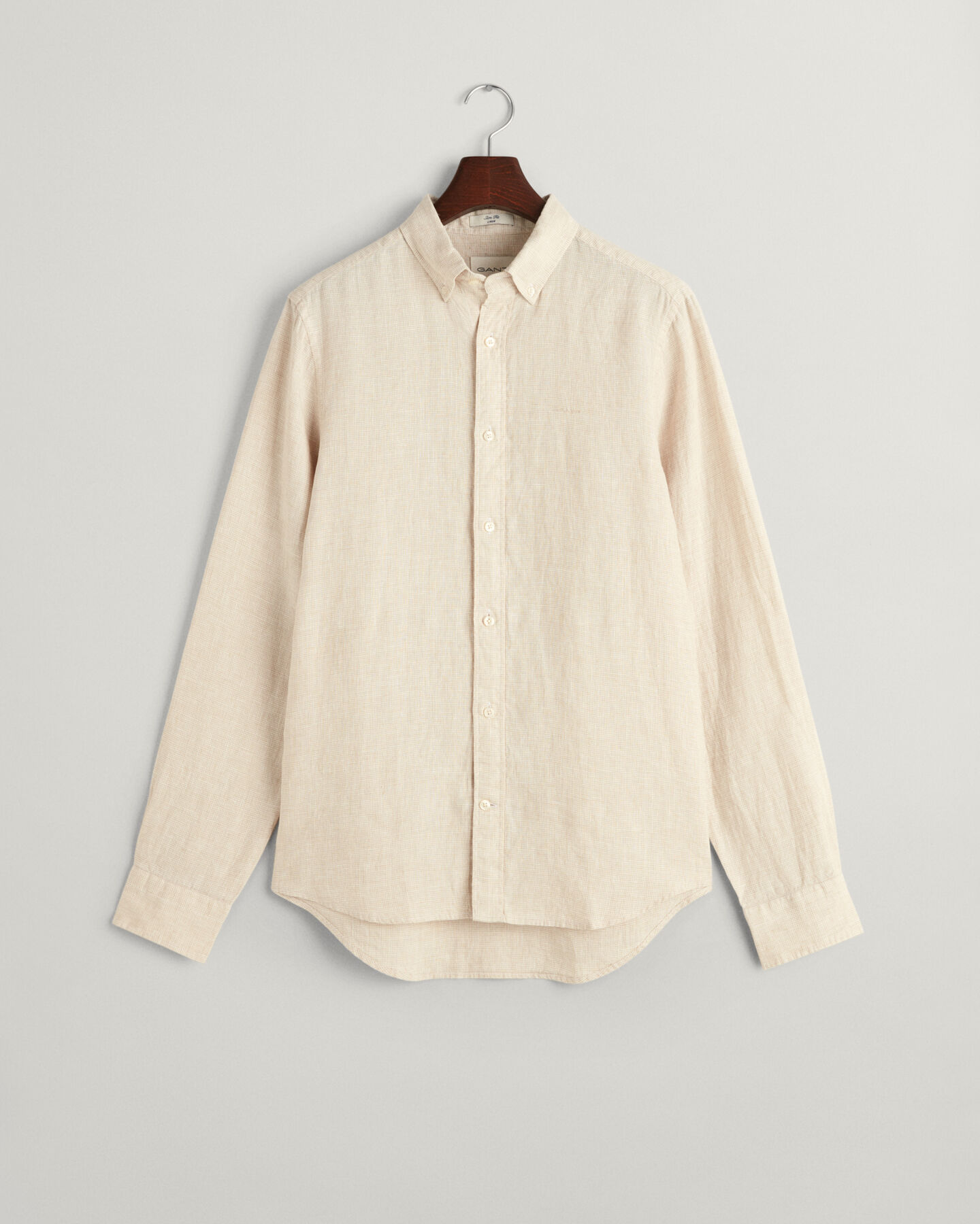 Camicia di lino pied de poule slim fit