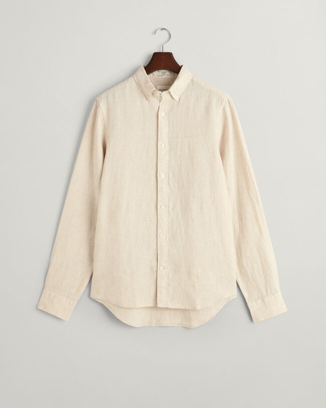 Camicia di lino pied de poule slim fit