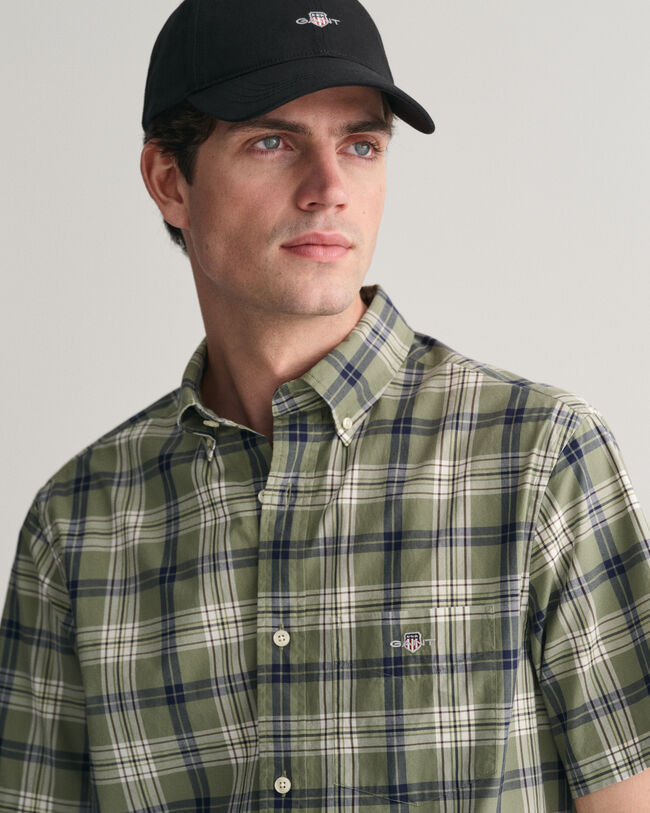 Camicia a maniche corte in popeline a quadri regular fit