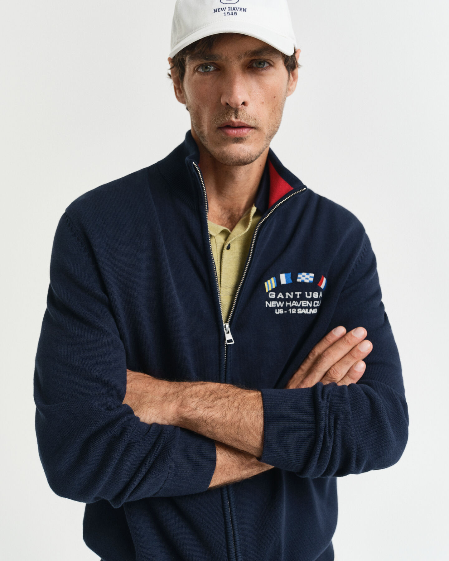 Cardigan con zip e bandiere Nautical