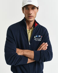 Cardigan con zip e bandiere Nautical