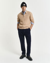 Polo in maglia a trecce in lana d’agnello