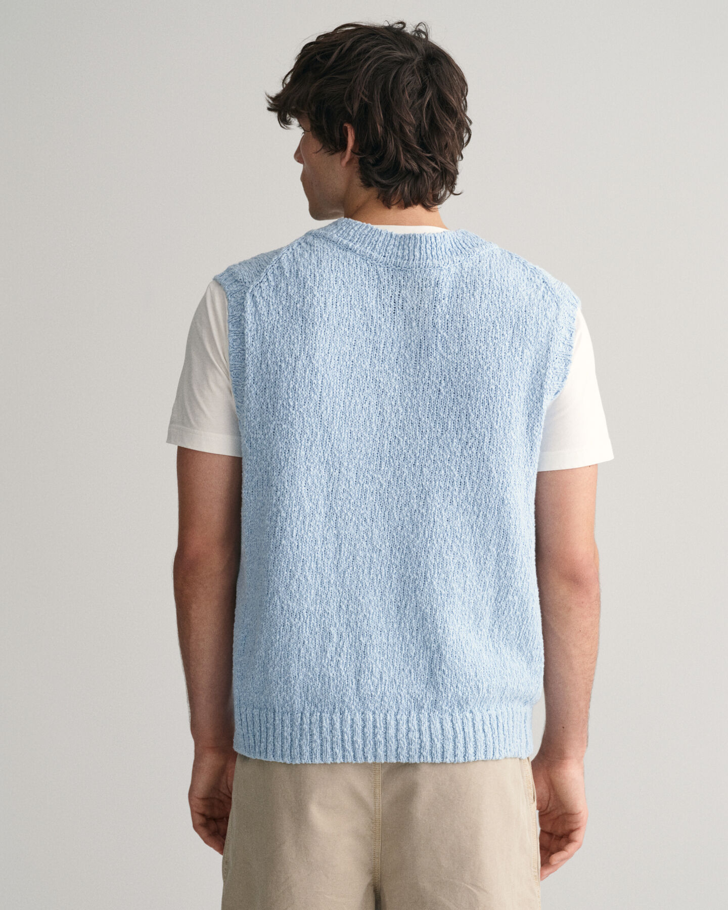 Gilet smanicato in cotone testurizzato fiammato