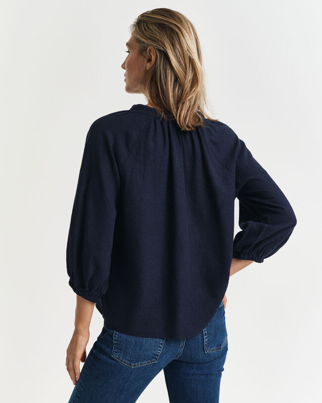Blusa in lino a maniche corte