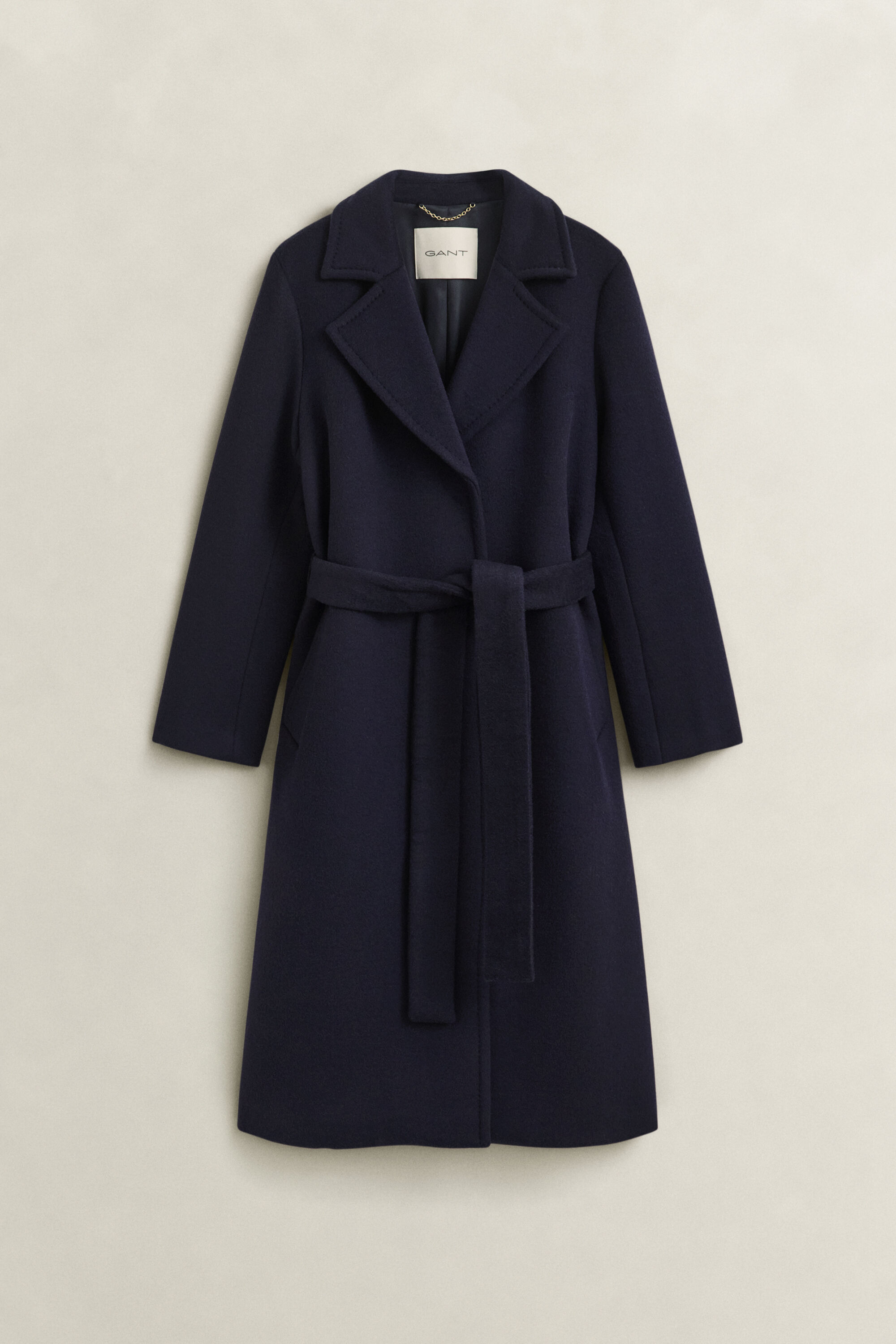 Cappotto con cintura in misto lana