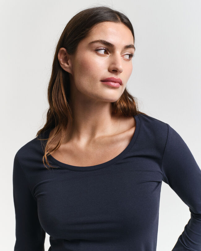 Top a maniche lunghe con scollo rotondo