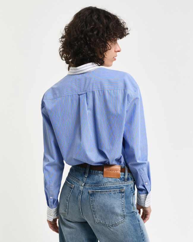 Camicia in popeline a righe colorate relaxed fit