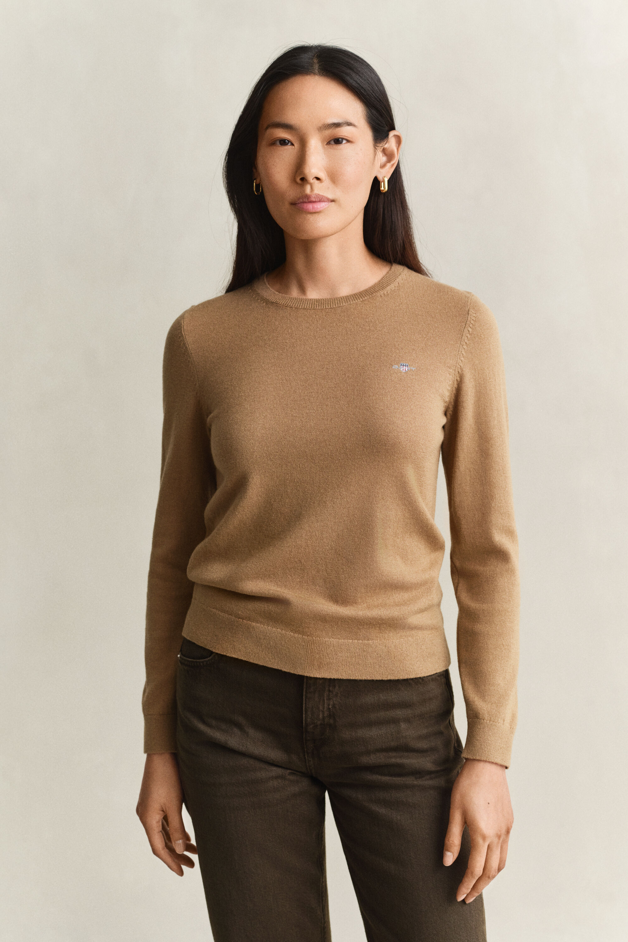 Maglia girocollo in lana e cotone