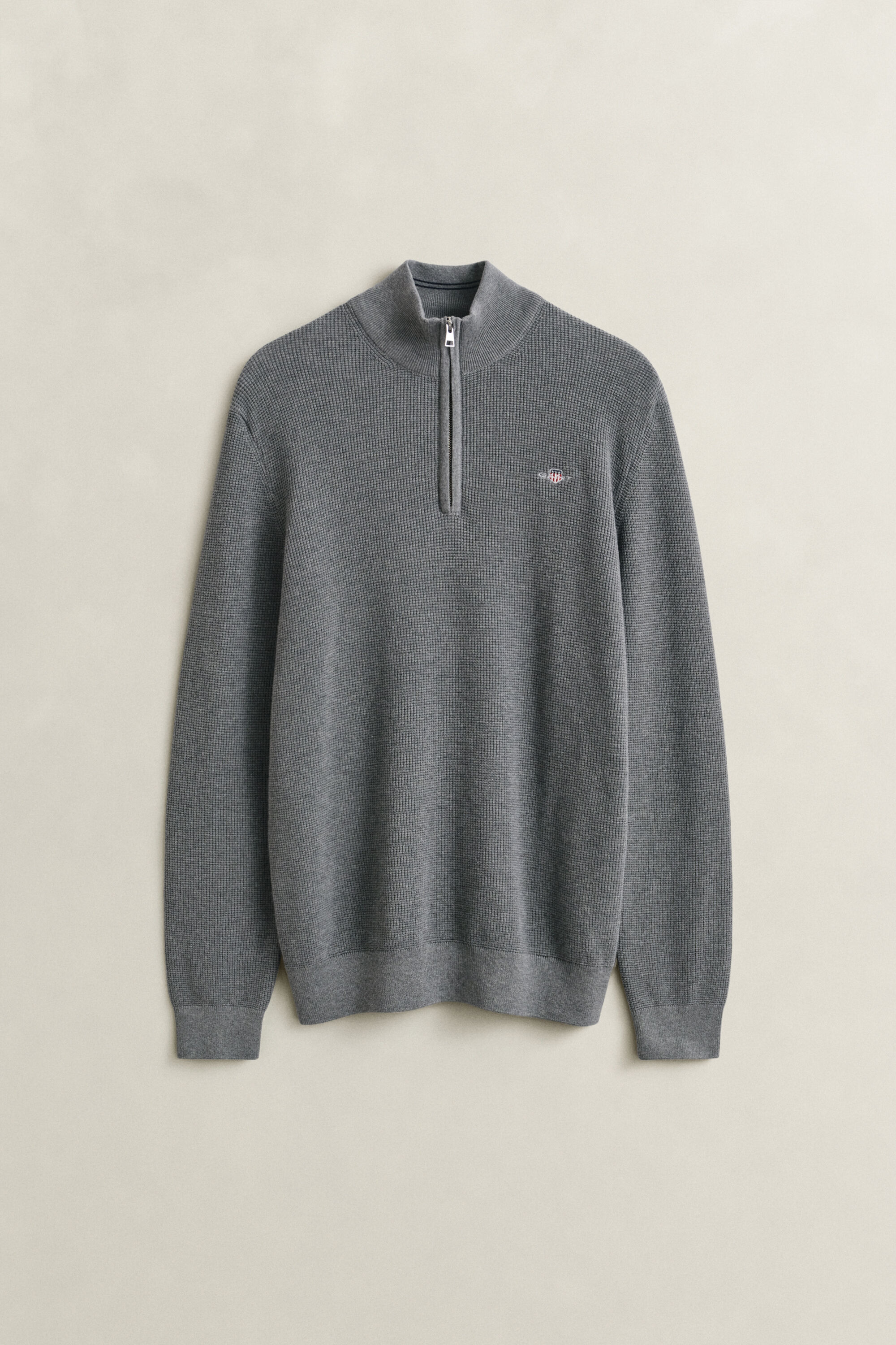 Maglia in cotone testurizzato con zip corta