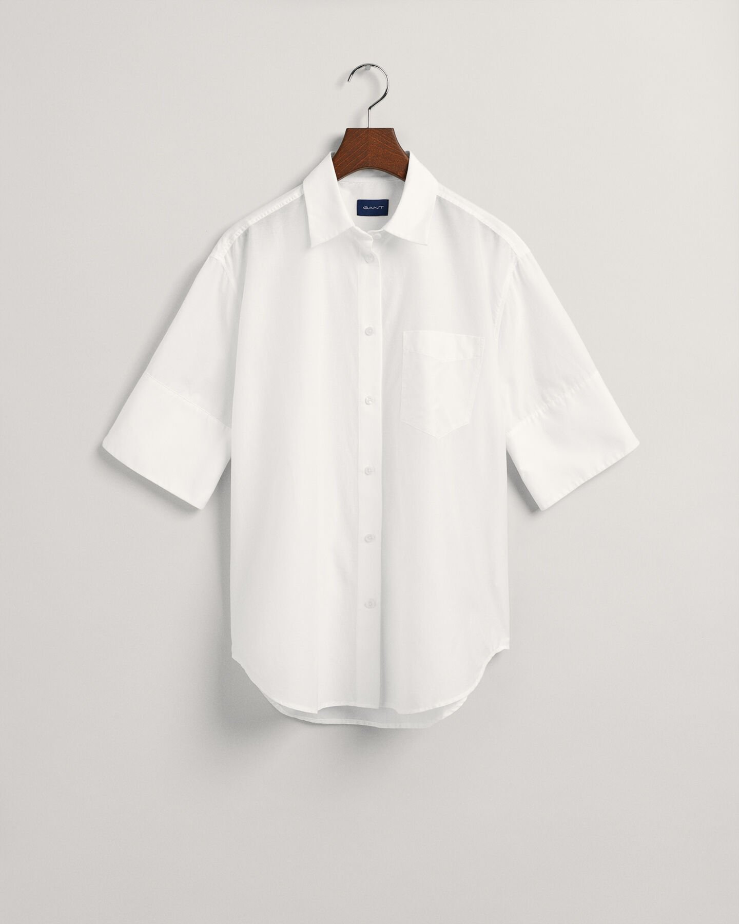 Camicia in misto cotone-seta a maniche corte relaxed fit